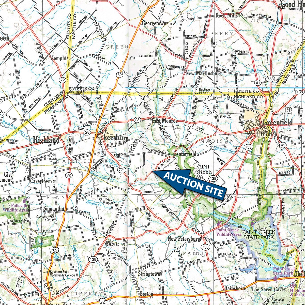Area map - ABSOLUTE FARM EQUIPMENT AUCTION IN HIGHLAND COUNTY, OHIO